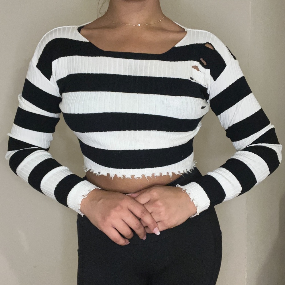 cropped distressed sweater